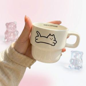 깡총 고양이 머그컵 도자기 대용량 디자인 예쁜 집들이선물
