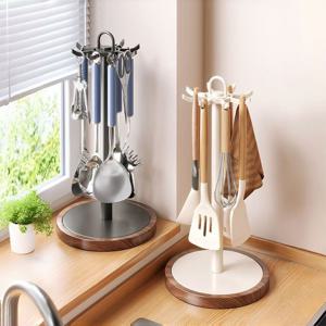 [해외] 다용도 주방 회전식 조리도구 걸이 행주걸이 거치대 2colors