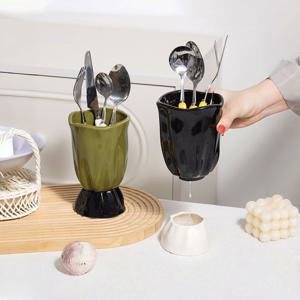 [해외] 북유럽 물빠짐 도자기 수저통 수저꽂이 조리도구 정리보관함 4colors