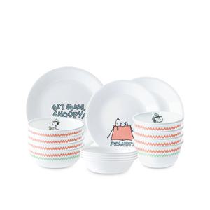 코렐 스누피캠핑 한국형 4인 15P 원형 홈세트