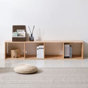 고무나무 원목 1단 4칸 공간박스 틈새 수납장 미니책장 수납가구 책장