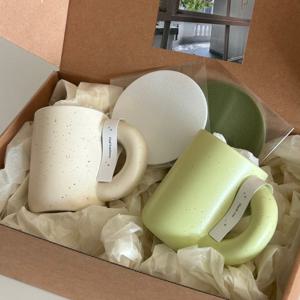 뭉툭 도자기 커플 머그컵 2인 선물세트