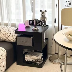 밀리안 3단 침대 사이드 테이블 사각 거실 소파 협탁 블랙 티테이블 미니 책상