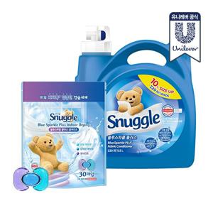 스너글 섬유유연제 블루스파클 5.5L + 캡슐 세탁세제 블루스파클 플러스 실내건조 30개입