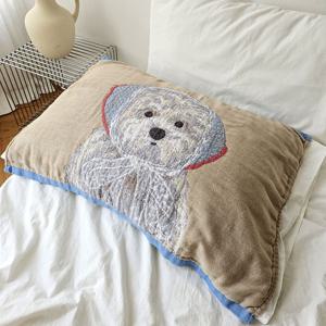 귀여운 강아지 거즈 깊은잠 베개수건 베개덮개 다용도 러너