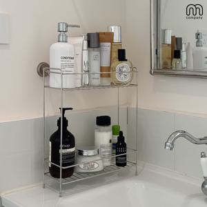 아리아 스텐 2단 욕실 틈새 선반 무타공 코너 미니 수납장 욕실장 철제 선반장 화장실 수납