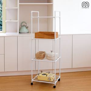 바스 4단 이동식 트롤리 철제 주방 선반 미니 틈새 수납장 홈카페장 바퀴달린 수납 정리대