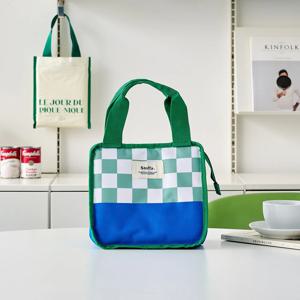 디어데이 보온보냉백 그린 체커보드 24x14x22