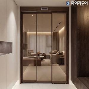 자동중문 슬라이딩 현관 아파트 미닫이 초슬림 3연동1.4 브론즈접합 1500mm 노옵션