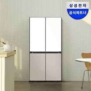 삼성 비스포크 키친핏 냉장고 4도어 1등급 RM70F64R1ZG 상칸화이트 하칸베이지