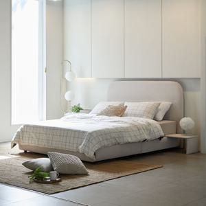 이오 헤드형 패브릭 침대+독립 매트리스 SS/Q