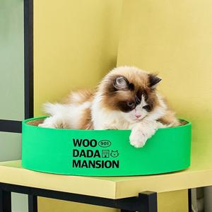 고양이 베이직 원형 스크래쳐 네온그린