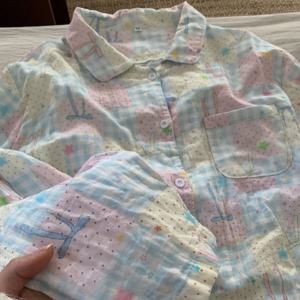 콩포트 리본 가든 순면 이중거즈 사계절 긴팔 홈웨어 세트 1color