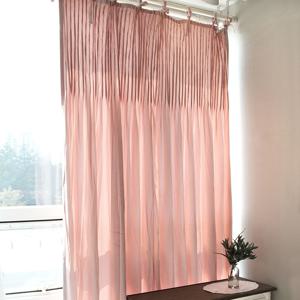 핀턱 벨벳 커튼-핑크