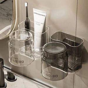 투명 칫솔꽂이 양치컵 세트 거꾸로 물빠짐