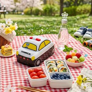 토미카 경찰차 2단 도시락 어린이 캐릭터 도시락통 소풍 피크닉 런치박스