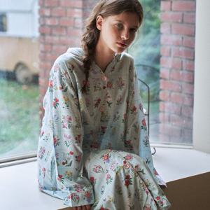 텐셀 모달 코지 플라워 패턴 긴팔 원피스 잠옷