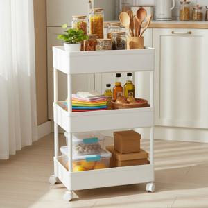 이지라이프 3단 수납 트롤리 이동식 다용도 선반