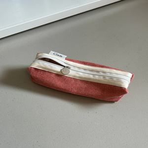 라운드 펜슬케이스/필통 _ Corduroy warm tomato