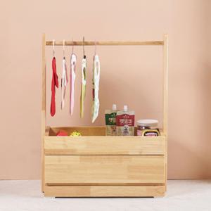 테일 고무나무 원목 미니 옷걸이 서랍형 행거 600 (2color)