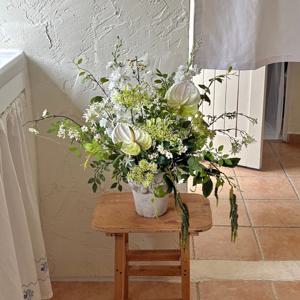 올리비아 그린 안시리움 플라워 화분세트 조화 센터피스 완제품