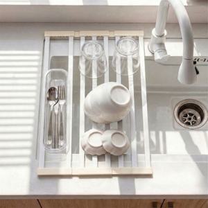 싱크대 설거지건조대 공간활용 접이식 식기건조대 물빠짐수저통 포함