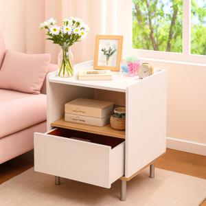 화이트 심플 협탁 침실 원룸 거실 사이드 보조 테이블 수납장 서랍장 미니선반 인테리어 필수