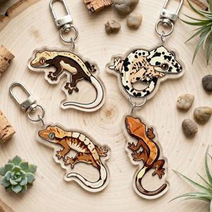 귀여운 도마뱀 크레스티드 게코 키링 4종 파충류 굿즈 크리스티드 릴리화이트 트익할