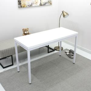 깔끔한 올 화이트 간편 조립식 슬림 사이즈 필름 코팅 상판 4인용 식탁 1200 x 500