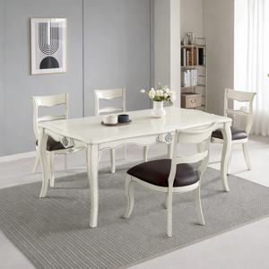 프렌 마호가니 원목 식탁세트 엔틱 4인용(아이보리)