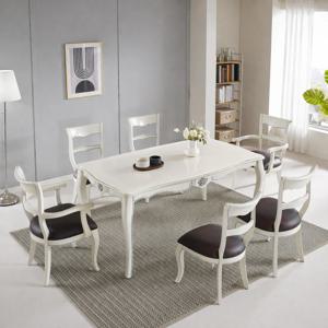 프렌 마호가니 원목 식탁세트 엔틱 6인용(아이보리)