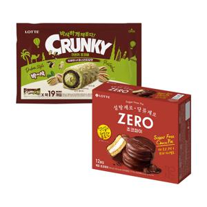 두쫀쿠 크런키 초코바 두바이ST 피스타치오맛 285g x1개+제로 초코파이 336g x1개