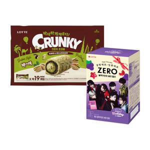 두쫀쿠 크런키 초코바 피스타치오맛 285g x1개+제로 블랙커런트베리 젤리 154g x1