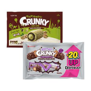 두쫀쿠 크런키 초코바 피스타치오맛 285g x1개+크런키 더블크런치바 미니 513g x1