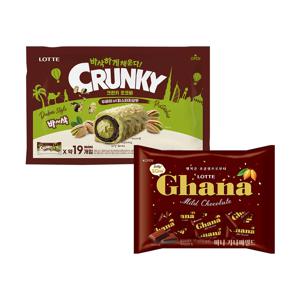 두쫀쿠 크런키 초코바 피스타치오맛 285g x1+가나 마일드 초콜릿 175g x1