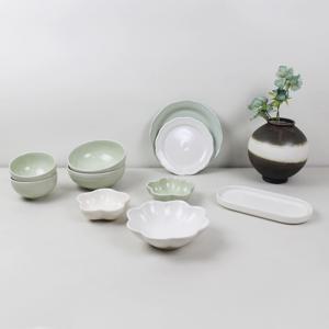 2인 그릇/식기세트 도자기 라이트그린 식기홈세트(10P)