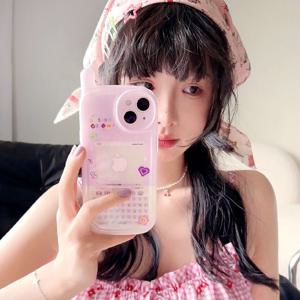 MADE 큐빅y2k 보라 포카 안테나케이스 투명케이스 아이폰케이스 레트로 전화기