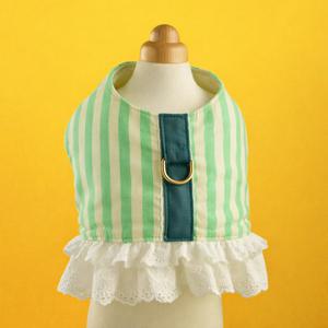 강아지 하네스 옷 에어매쉬 레이스 스트라이프 초간단 이중잠금 조끼