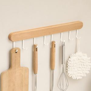 [해외] 크림 원목 무타공 조리도구 걸이 다용도 주방 거치대 국자걸이 2size