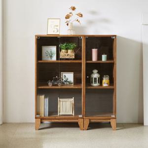 이모션 1200 600형 유리장식장 UV도장 고무나무원목 강화유리 거실장식장