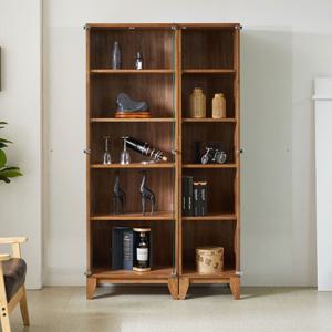 이모션 1800 600형 유리장식장 UV도장 고무나무원목 강화유리 거실장식장