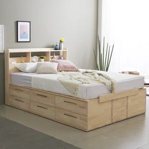 에코앙상블 2단 소나무 서랍형 수납 헤드침대 SS/Q - 매트리스 미포함
