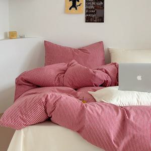 레드 잔스트라이프 침구세트 이불커버 베개커버 매트리스커버 세트