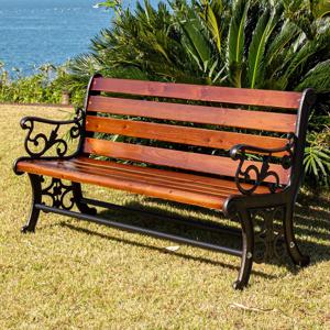 꽃등벤치 목재 주물 팔걸이 학교 공원 휴게소 정원 야외 등벤치