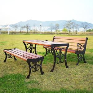 꽃평등벤치세트4/6/8인용 목재 주물 야외 테라스 정원 테이블 의자 세트