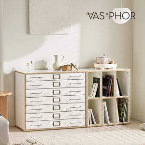 [오늘의집 단독] 베른 지류함 5단 높은 서랍장 오픈 책장 1400set