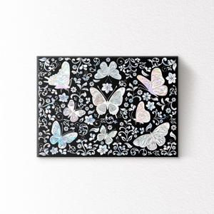 풍수 자개 그림 레트로 나전칠기 대형 액자_나빌레라 BLACK