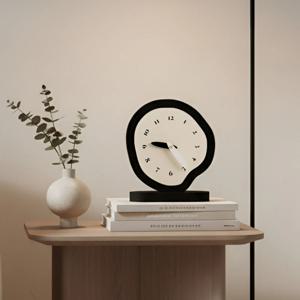 비정형 무소음 블랙 탁상시계 무타공 건전지 거실 인테리어 저소음 탁상 벽걸이시계