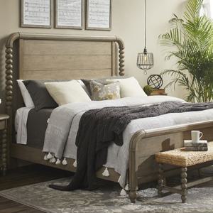 엔틱수입가구 회갈색 원목 패널 퀸침대프레임 750 상단매트리스 포함상품