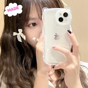 MADE 캣츠이어 웨이브 투명 젤리 아이폰케이스